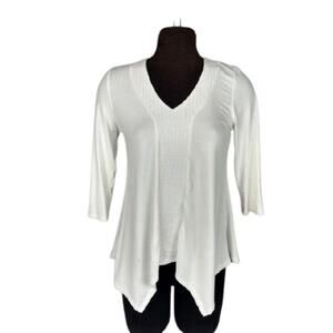 Adrianna Papell Sharkbite Hem 3/4 Sleeve Top S